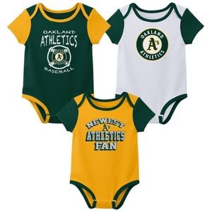 MLB Oakland Athletics Infant Boys' 3pk
Bodysuit - 0-3months